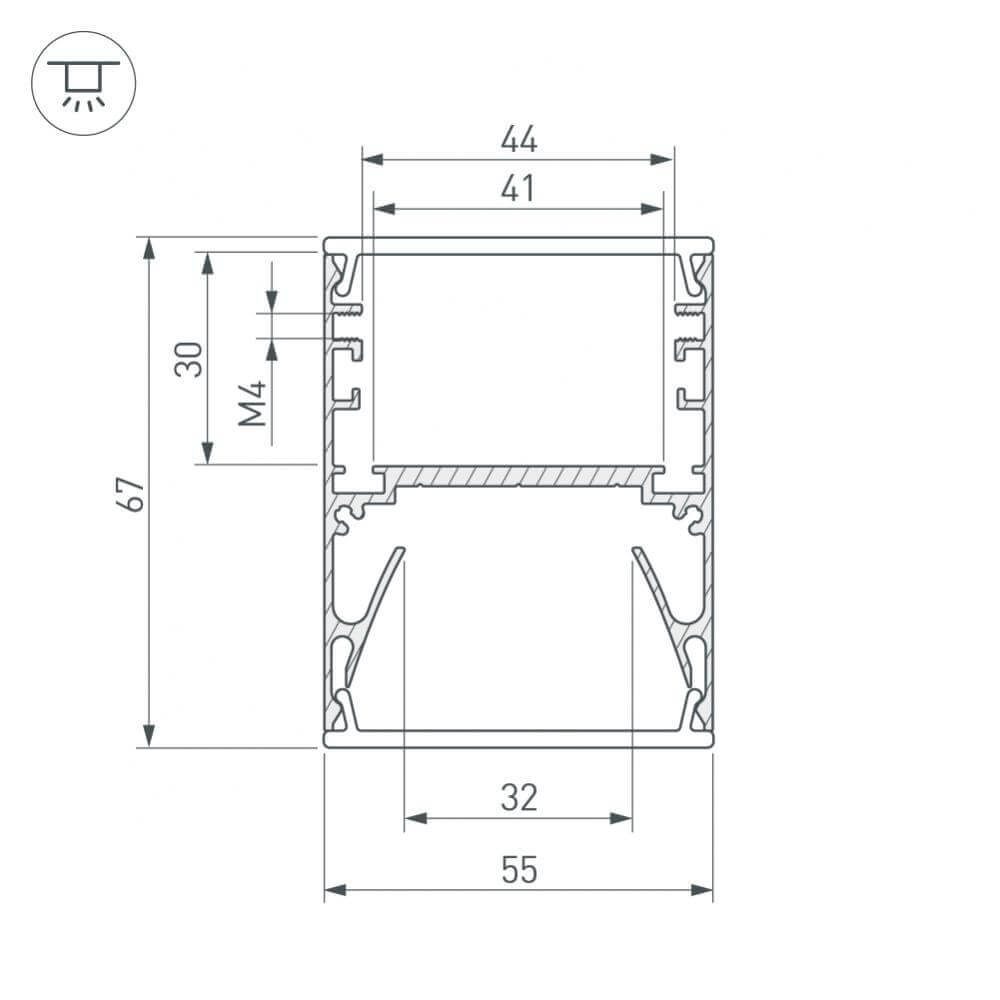 Профиль с экраном Arlight ALU-LINE-DUO-2000 ANOD+OPAL 024188