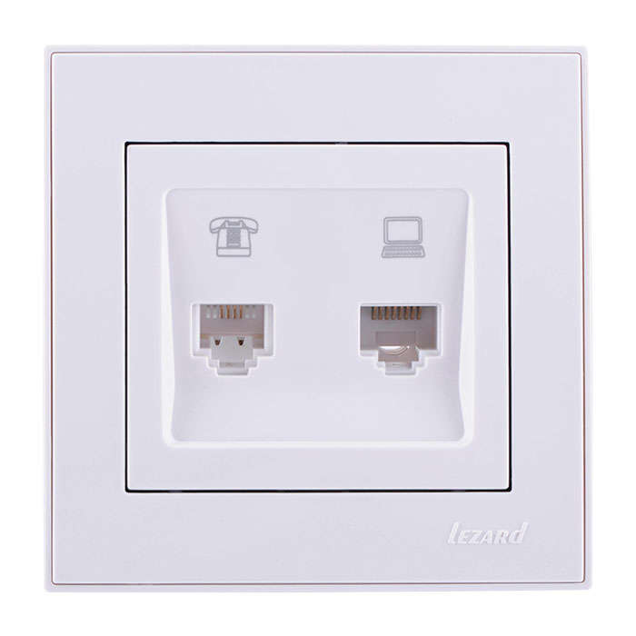 Розетка компьютерная двойная Lezard Rain 703-0202-141