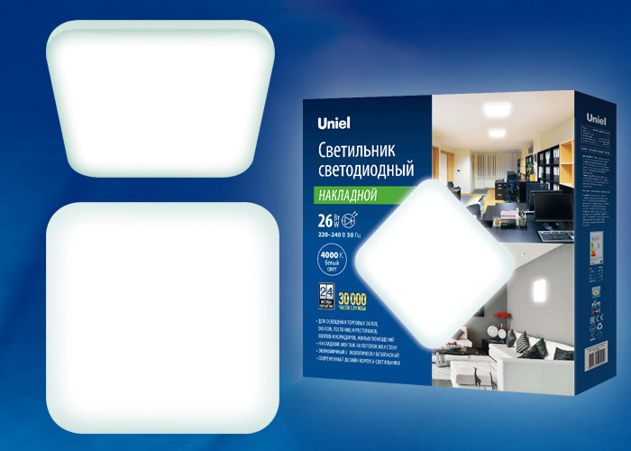 Потолочный светодиодный светильник (UL-00003373) Uniel ULI-B312 26W/NW/33 Quatro