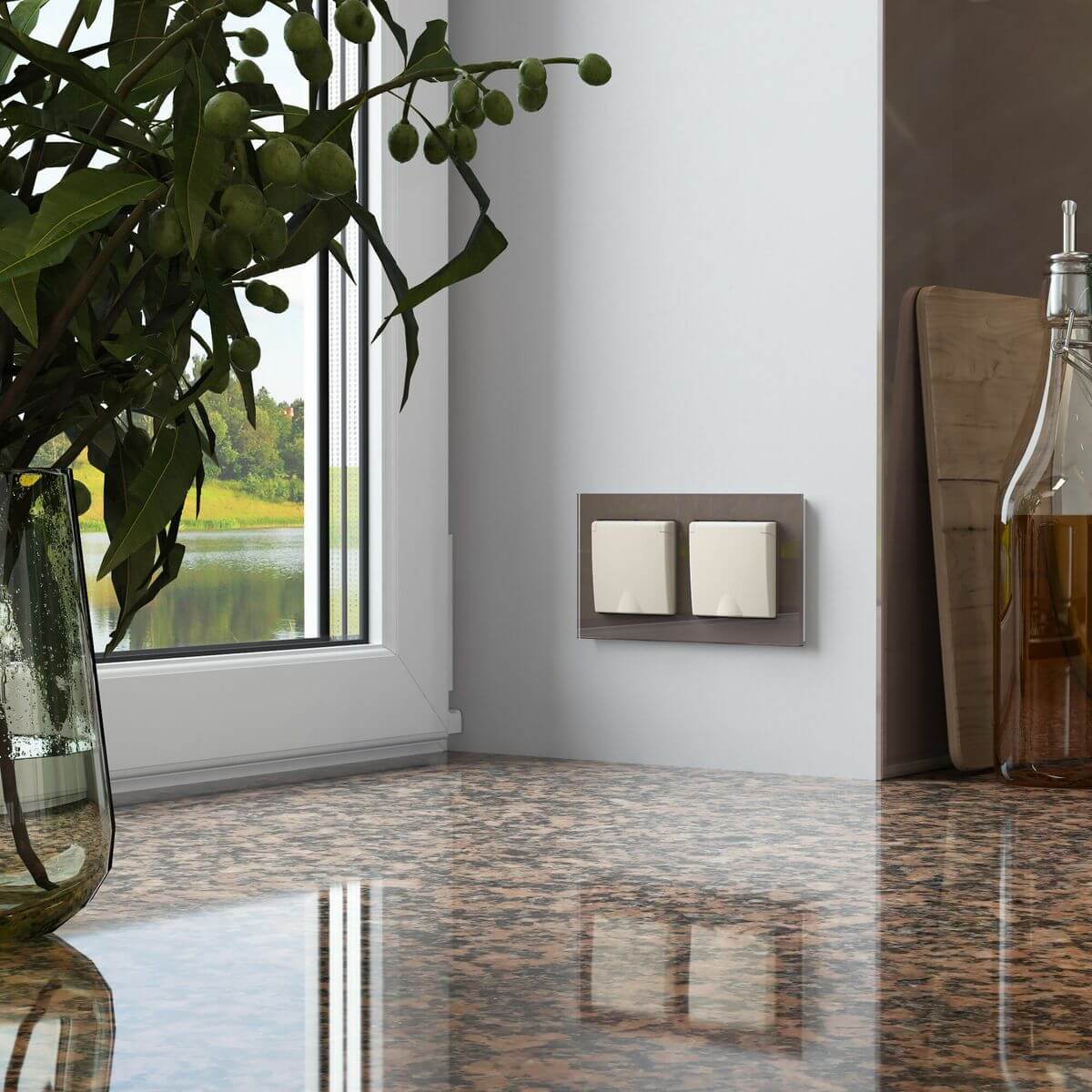 Розетка с заземлением и шторками c крышкой Werkel 4690389213175 W1171262