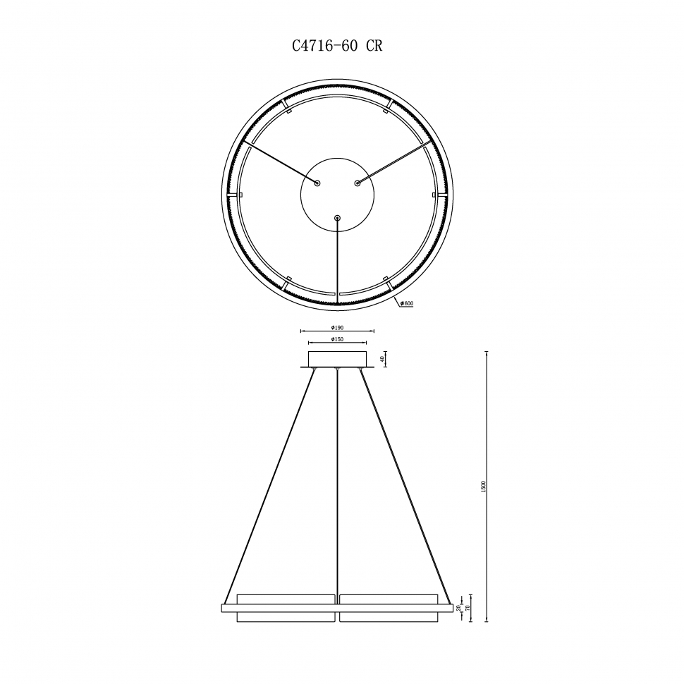 Подвесная люстра iLedex Meridian C4716-60 CR