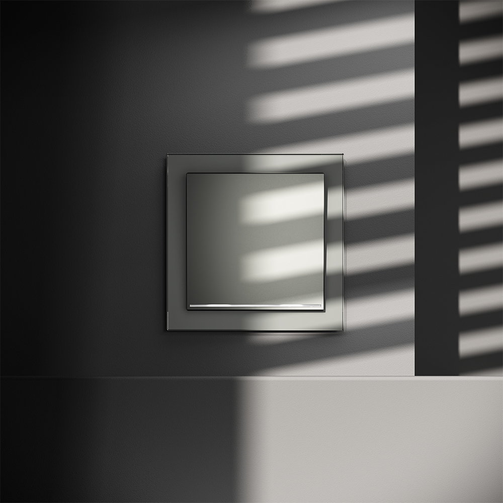 Выключатель одноклавишный с подсветкой Voltum S70 VLS010205 (сталь)