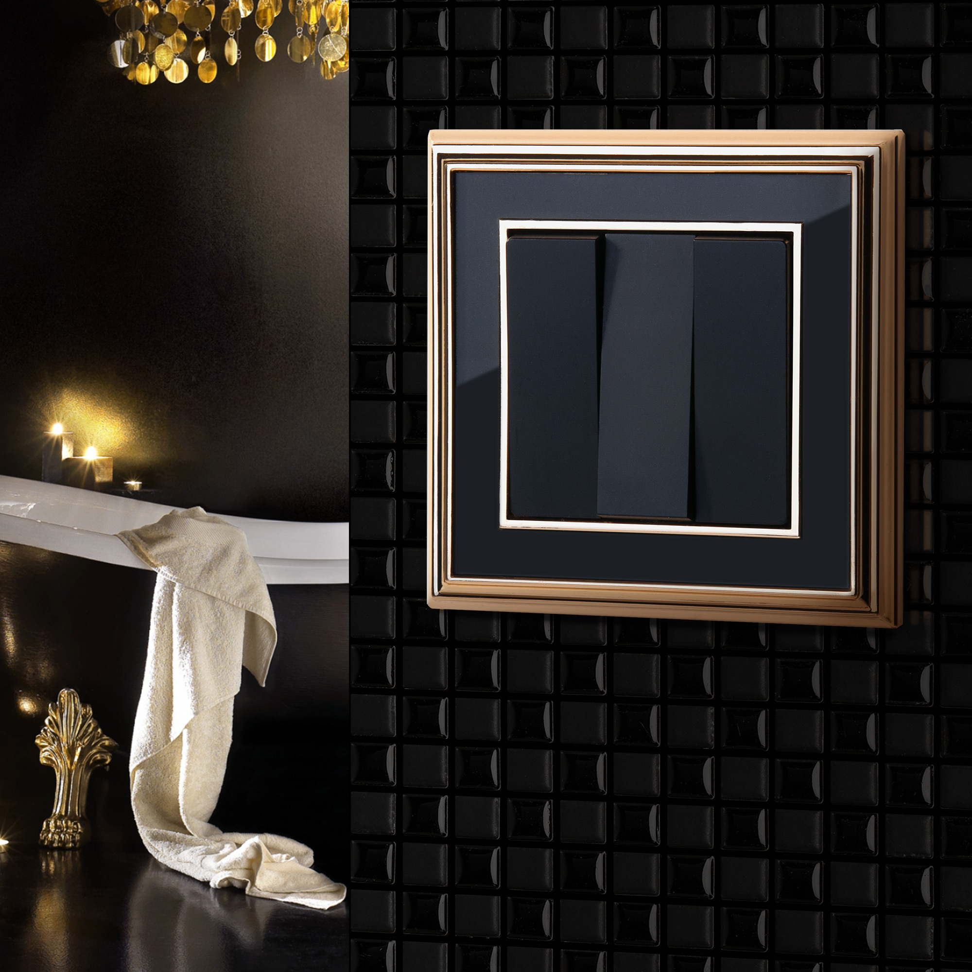Рамка на 1 пост Werkel Palacio золото-черный 4690389159114 W0011330 a051215