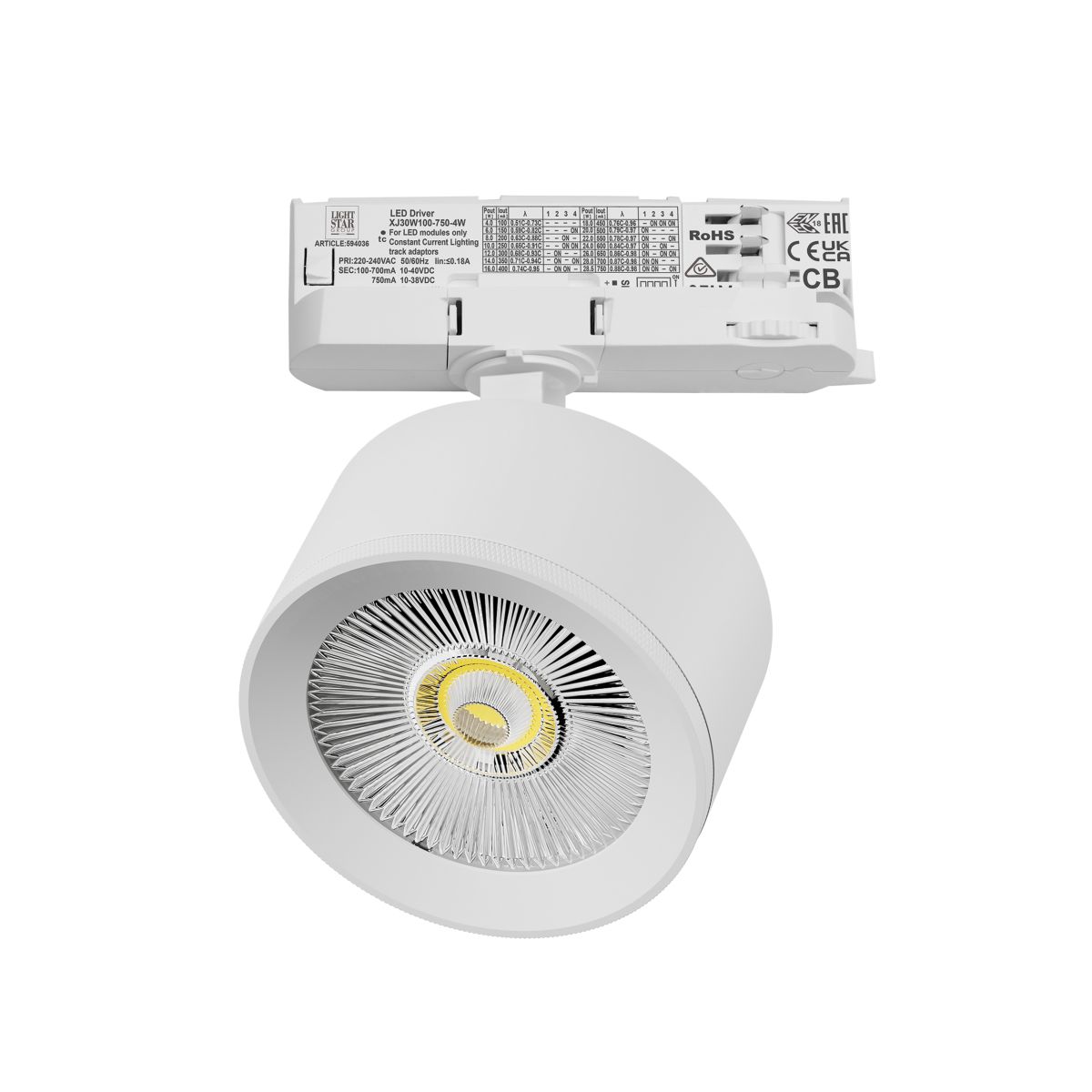 Трековый трехфазный светильник Quattro LED с адаптером Lightstar Alta Pro A5546QT