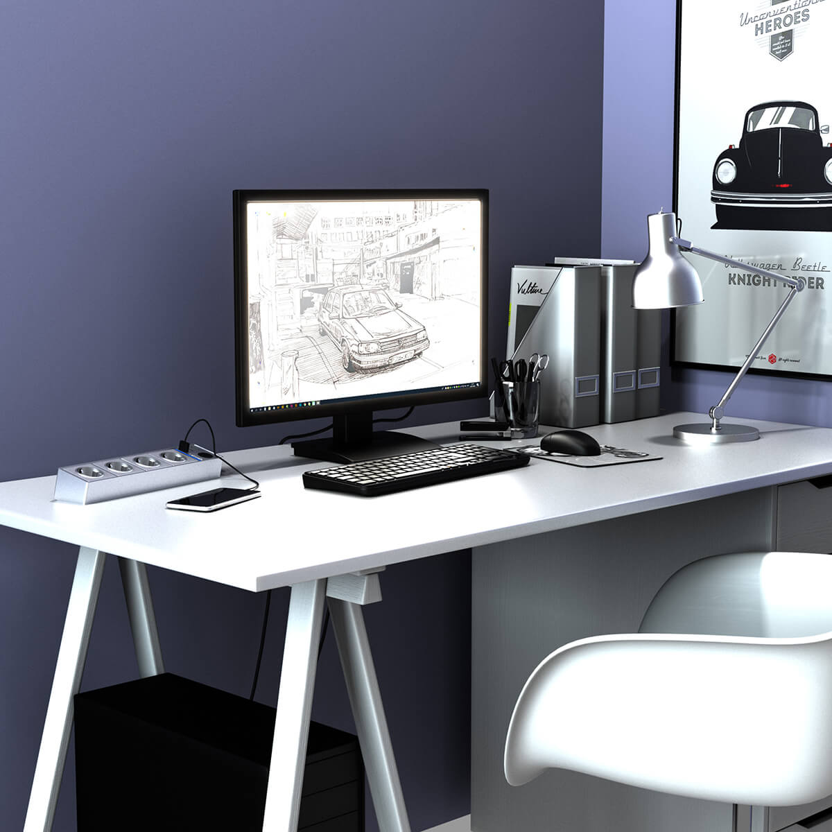 Розеточный блок 4гн 3USB х 1,7м с/з Werkel WL20-04-03 4690389128394