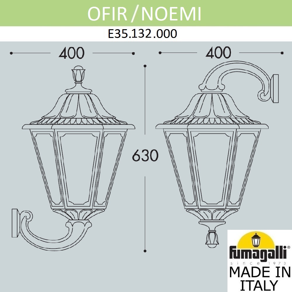 Уличный настенный светильник Fumagalli Noemi E35.132.000.BYH27