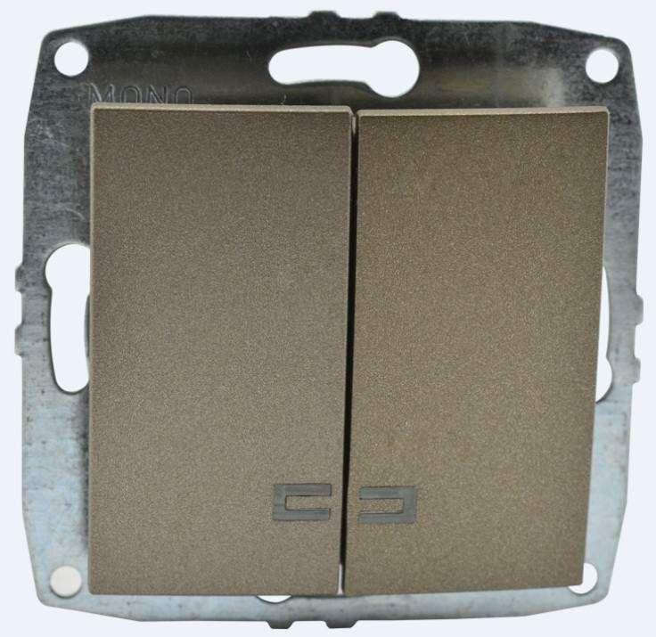 Выключатель двухклавишный с подсветкой Mono Electric Despina-Larissa 10А 250В бронза 500-002325-103
