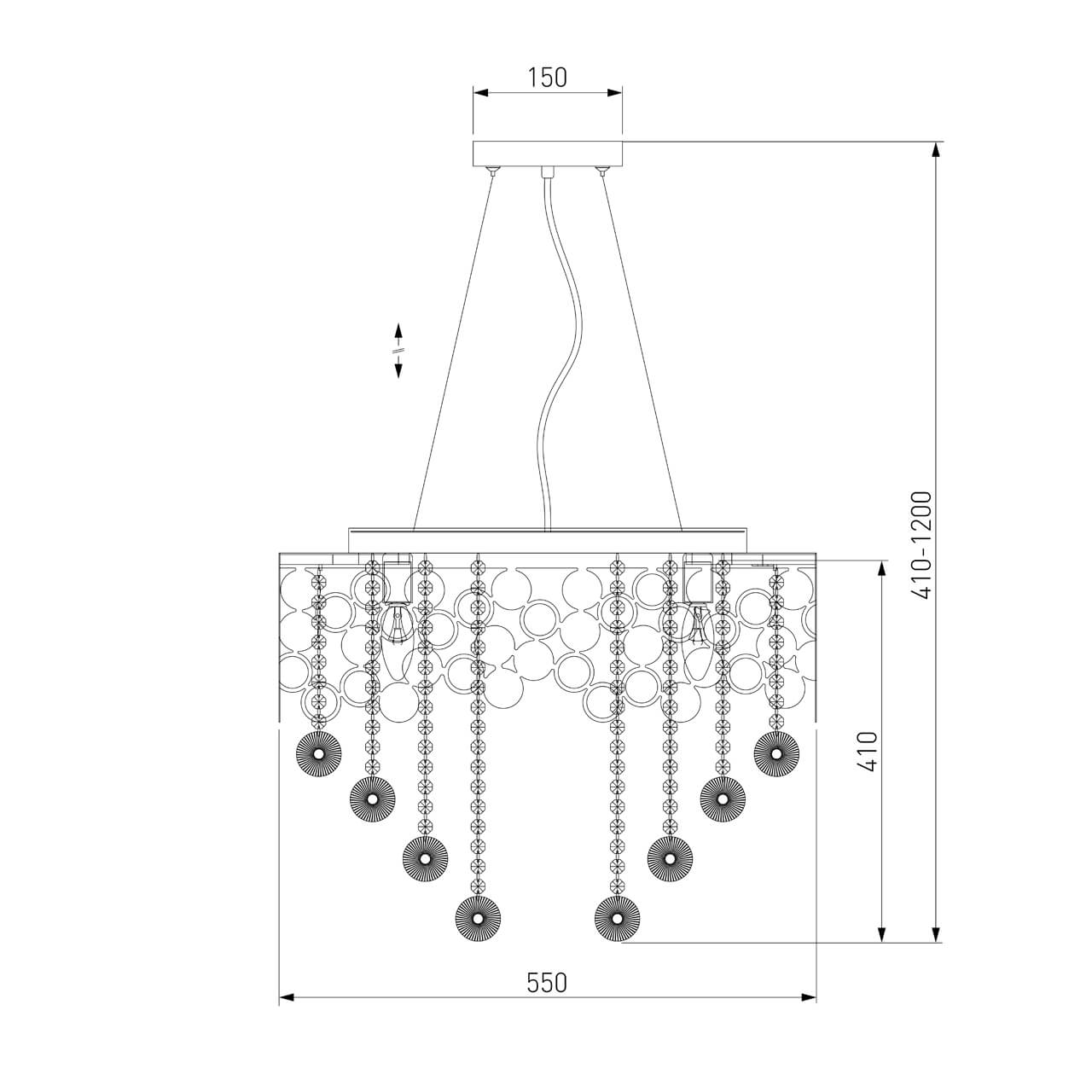 Подвесная люстра Eurosvet Lianna 10123/8 хром/прозрачный хрусталь Strotskis Smart (10114/8)