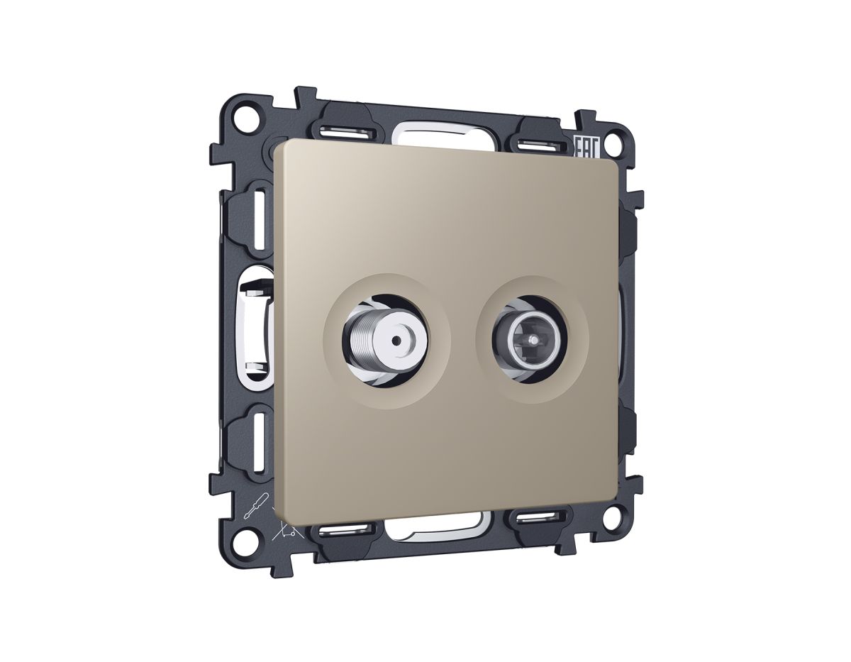 Комплект механизма розетки TV оконечной + SAT 5-862MHz 3.5dB/950-2150MHz 3.5dB Alfa Серо-бежевый матовый Quant Ambrella Volt MA373310 (AP3733, VM217)