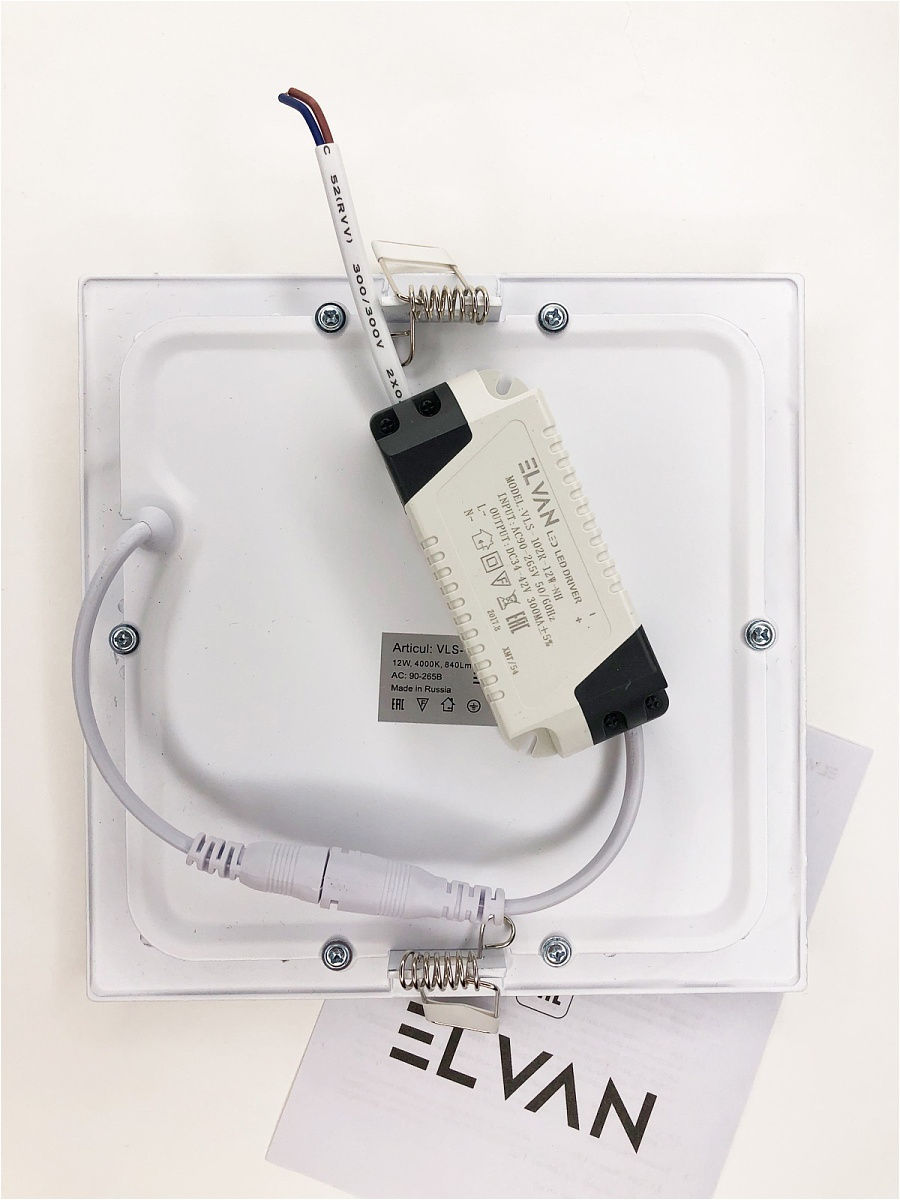 Встраиваемый светильник Elvan VLS-102SQ-12W-WW-Wh