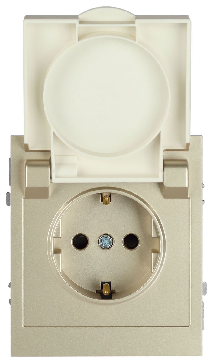 Розетка Эра Arktik 16-2103-04 с заземлением 2P+E Schuko со шторками с крышкой 16А-250В шампань Б0070437