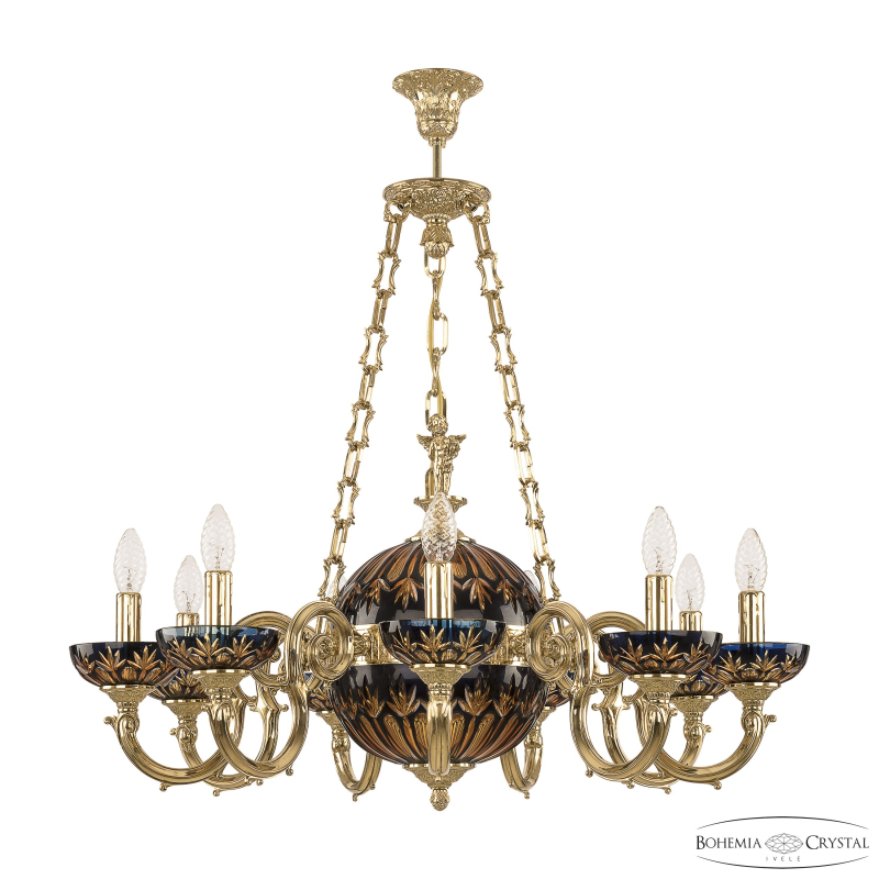 Подвесная люстра Bohemia Ivele Crystal Verona 72003P/9/210 G P Amber-Blue/H-1I FA10S