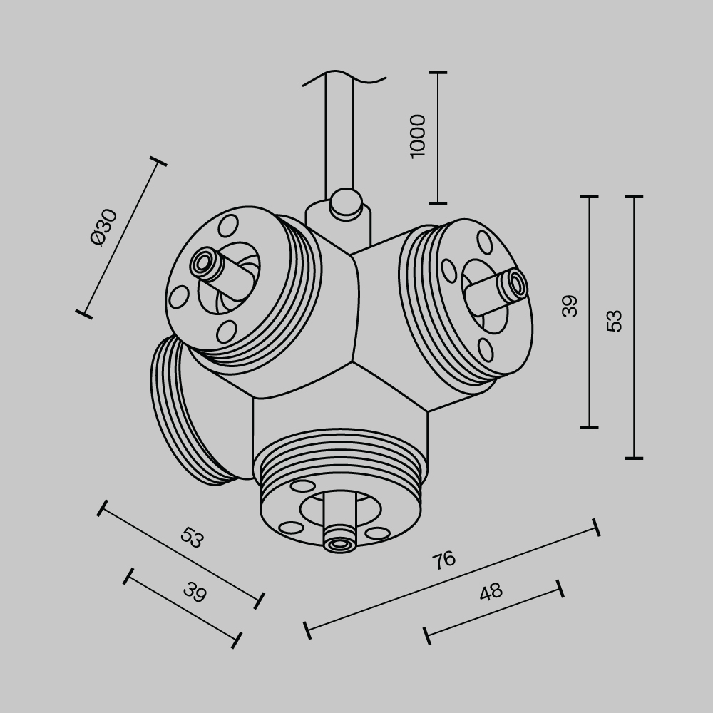 Х-образный вертикальный коннектор с вводом питания Maytoni Shelf CA019L4C-P-B