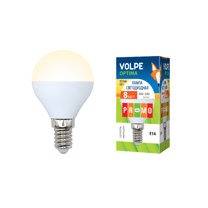 Лампа светодиодная (UL-00001779) Volpe E14 8W 3000K матовая LED-G45-8W/WW/E14/FR/O