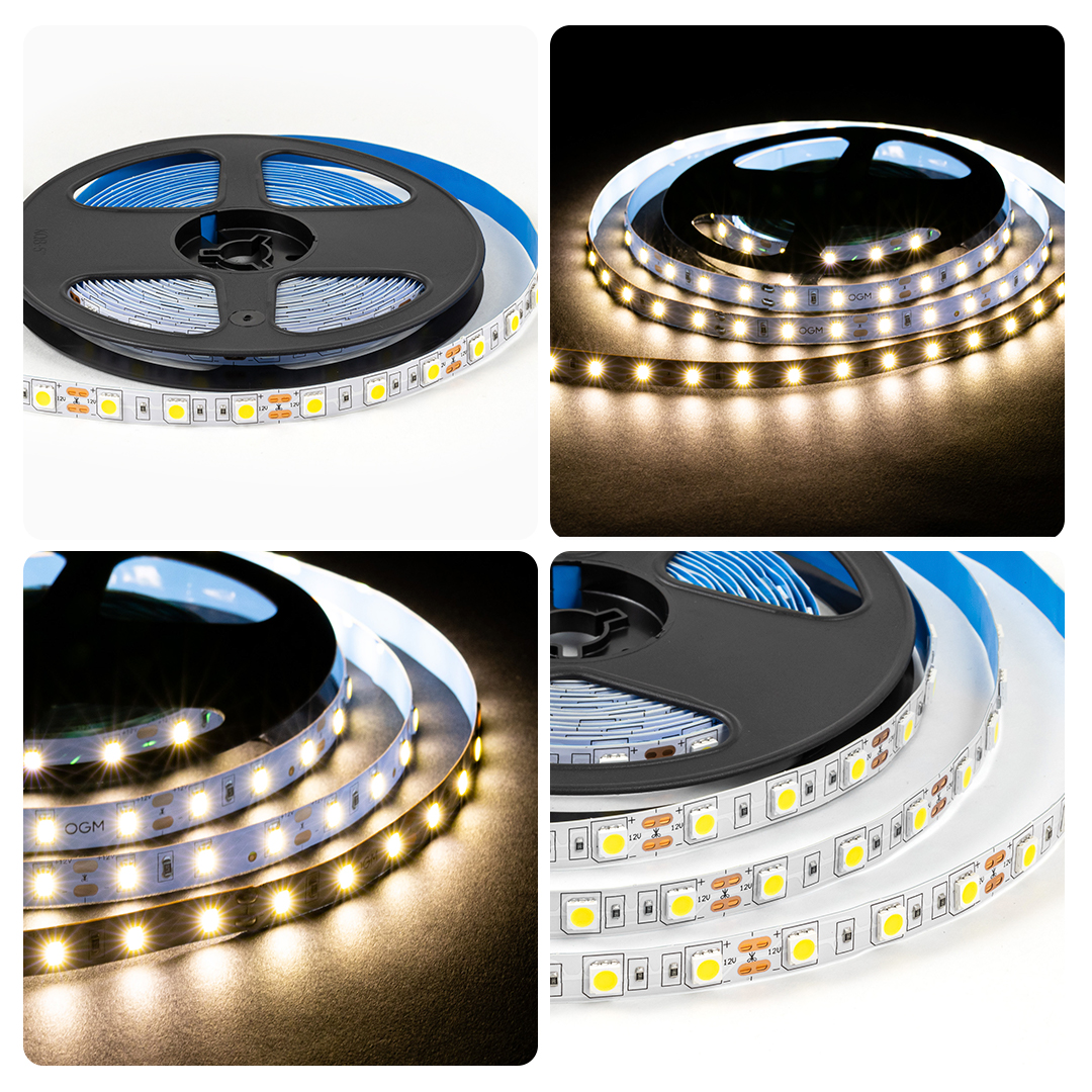 Светодиодная лента OGM 12В 5050 14,4Вт/м 4000К 600Лм/м 5м IP20 LSE-269