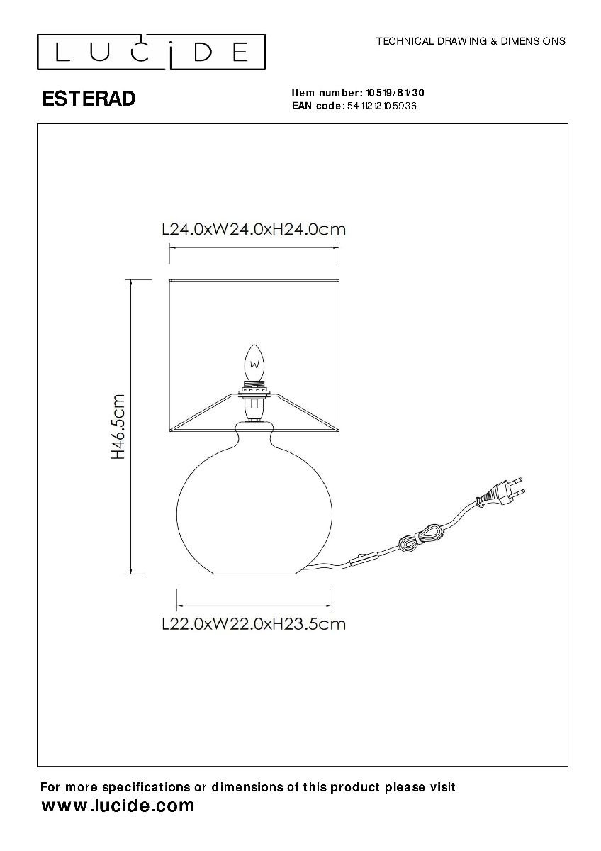 Настольная лампа Lucide Esterad 10519/81/30