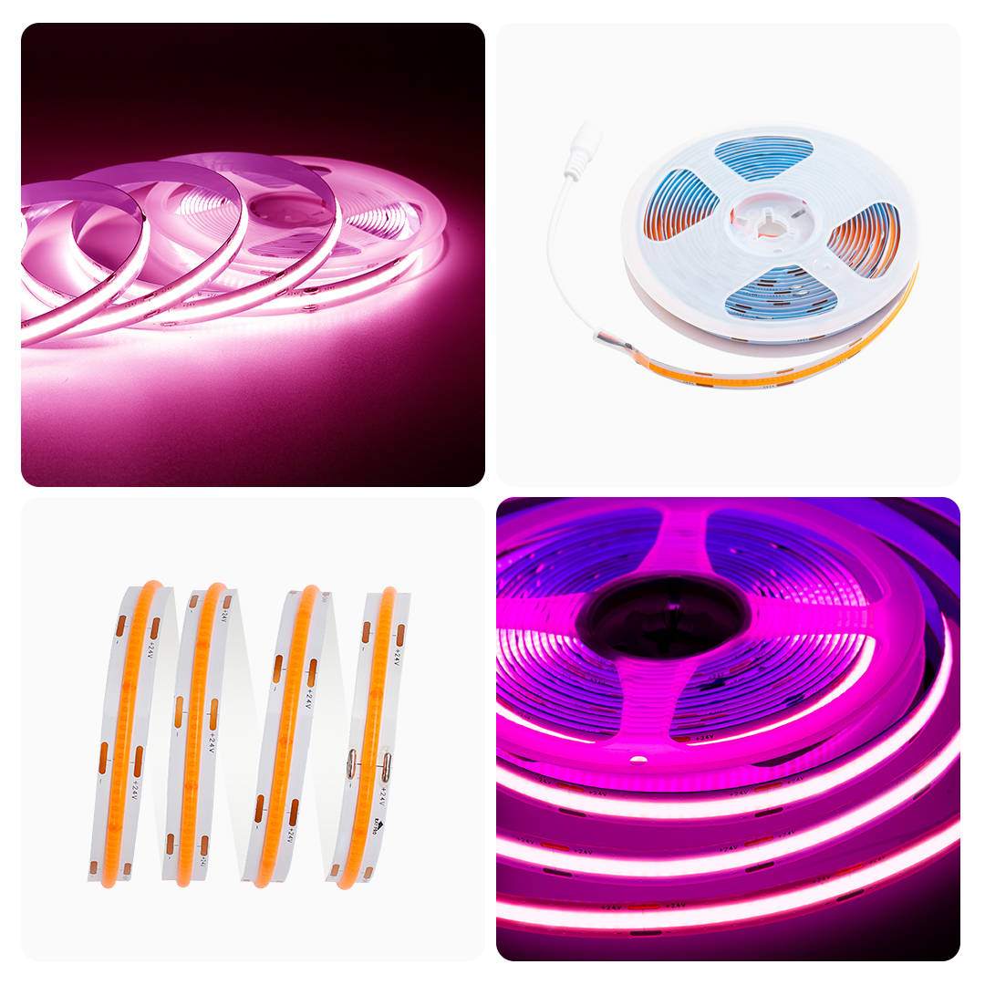 Светодиодная лента Apeyron 2м, 24В, 14Вт/м, COB, 512д/м, IP20 Розовый 205ОО