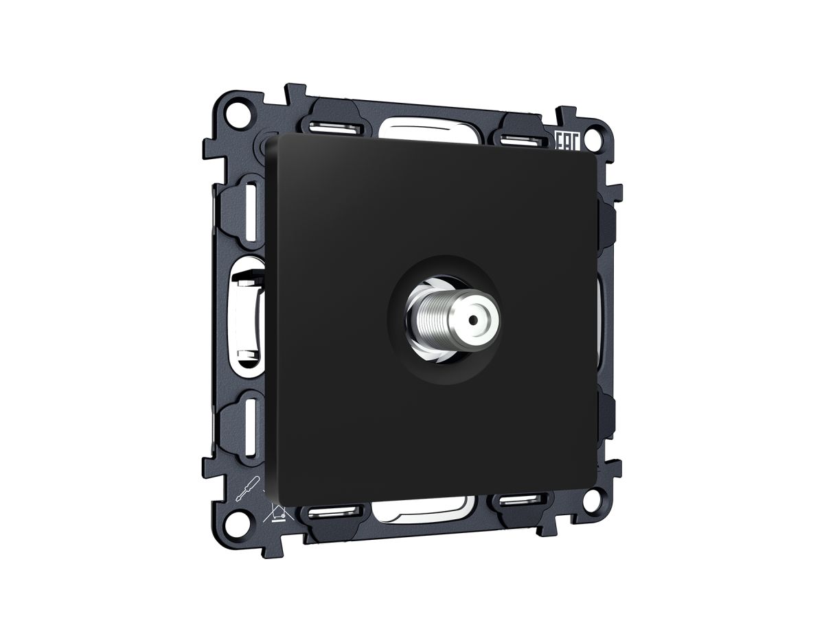 Комплект механизма TV розетки SAT 5-2400MHz 3.5dB Alfa Черный матовый Quant Ambrella Volt MA813050 (AP8130, VM215)