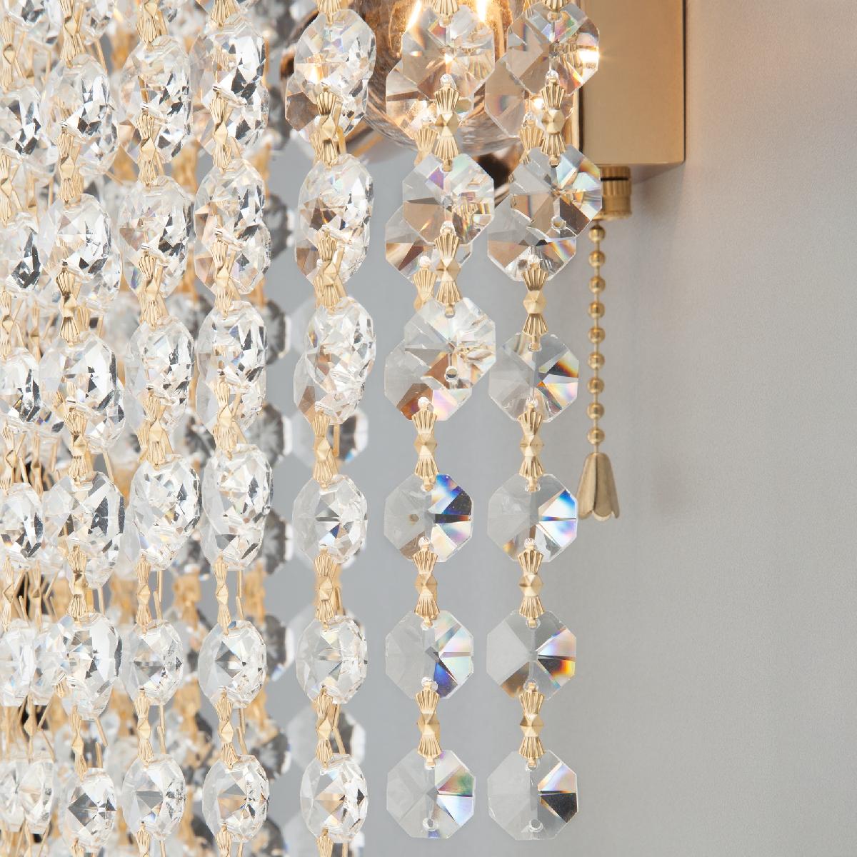 Настенный светильник Eurosvet 3102/2 золото/прозрачный хрусталь Strotskis