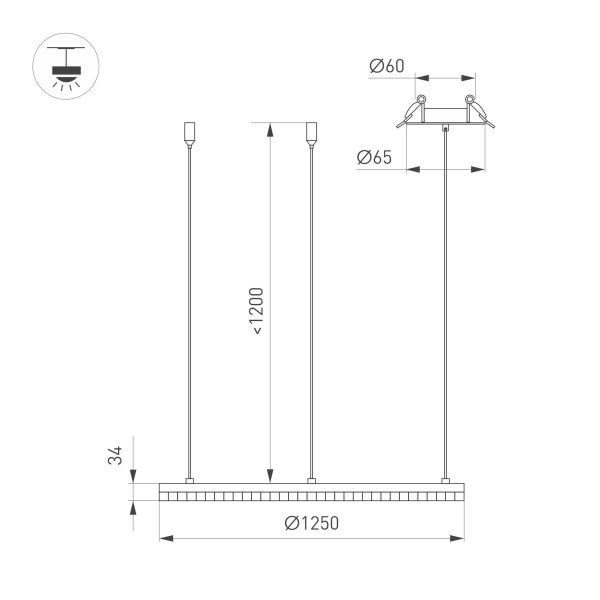 Подвесная люстра Arlight SP-DIAMOND-R1250-80W Day4000 (WH, 45 deg, 230V, TRIAC) 054497