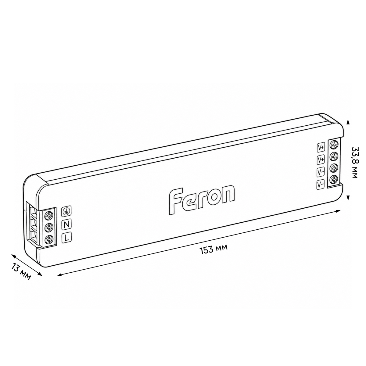 Трансформатор для светодиодной ленты Feron LB010 150W 24V IP20 53147