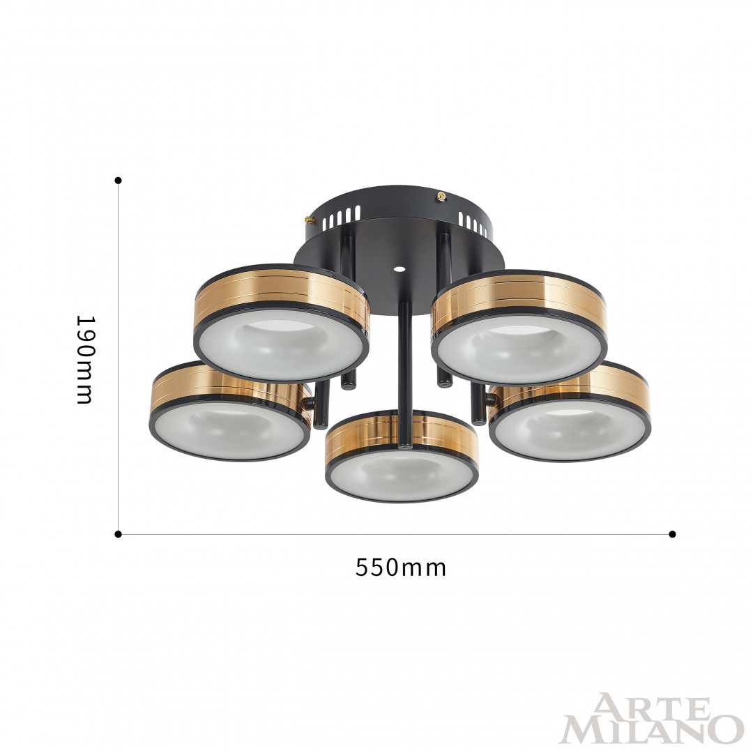 Потолочная люстра Arte Milano 271040/5R BK/GD