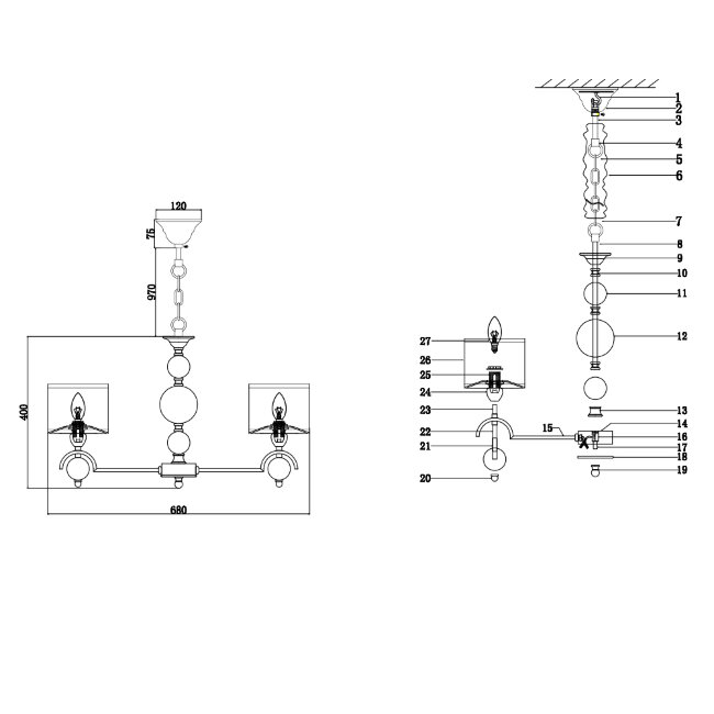 Подвесная люстра Lumien Hall Nemi LH1048/6H-NK