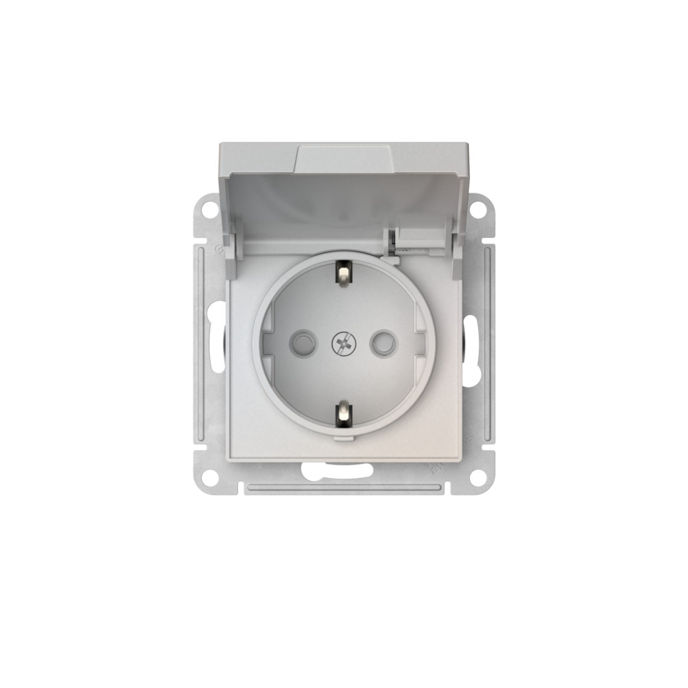 Розетка с заземл. со шторк. с крышкой, 16А, IP20,мех., быстрозажим. Клем Systeme Electric AtlasDesign Жемчуг ATN000446S