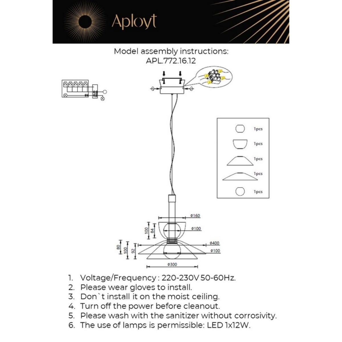 Подвесной светильник современный Aployt Daga APL.772.16.12