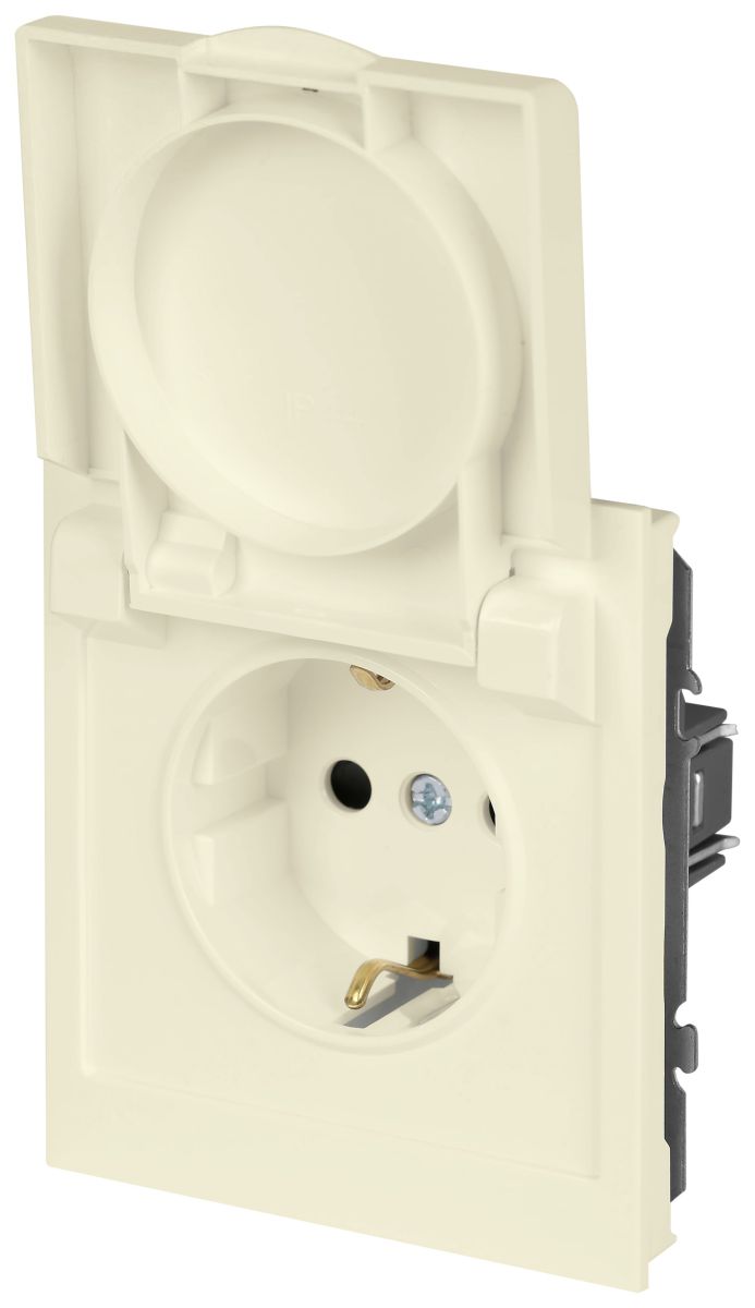 Розетка Эра Arktik 16-2103-02 с заземлением 2P+E Schuko со шторками с крышкой 16А-250В слоновая кость Б0070435