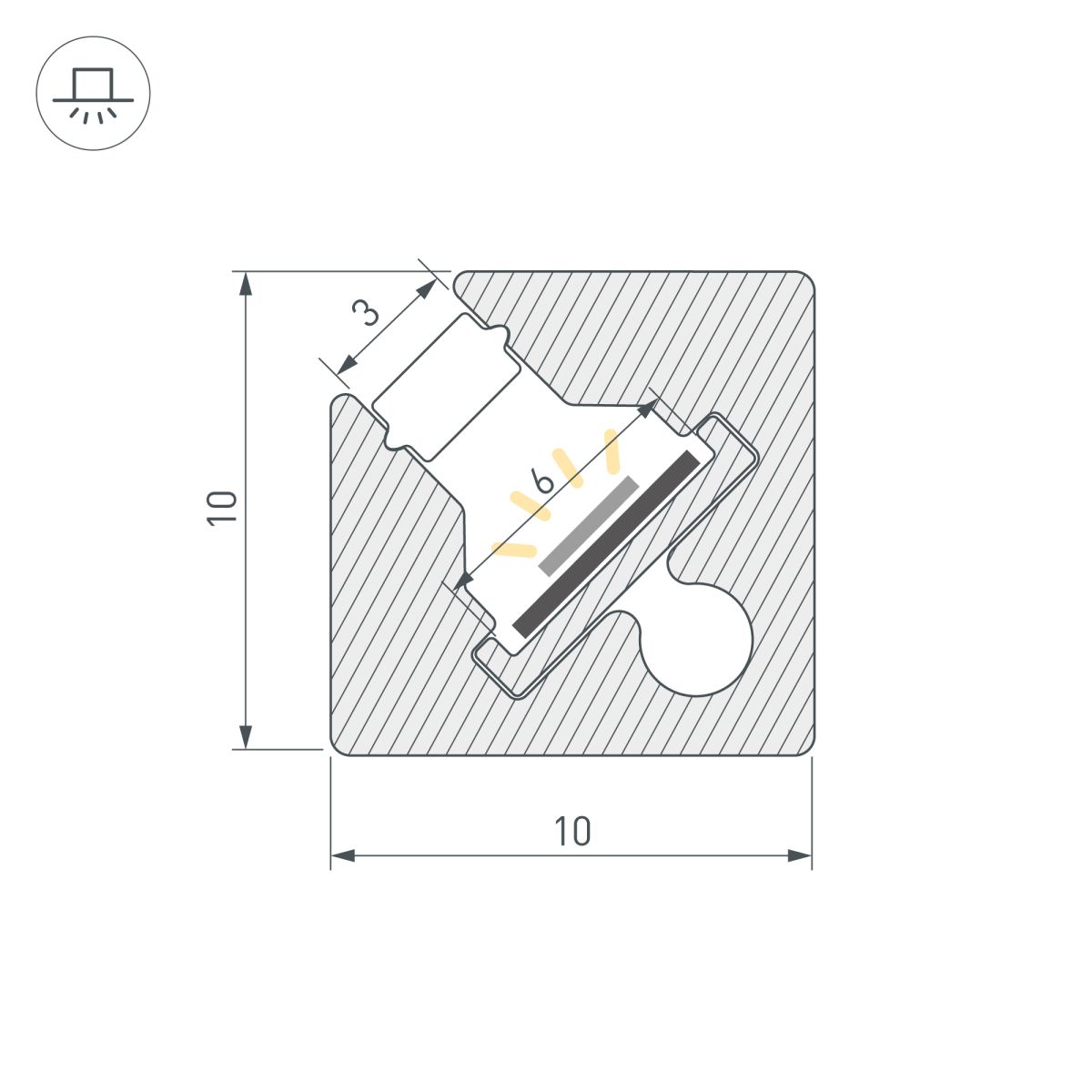 Профиль c экраном Arlight SL-KANT-H10-SQUARE-2000 CHAMPAGNE GOLD (Алюминий+пластик) 055320