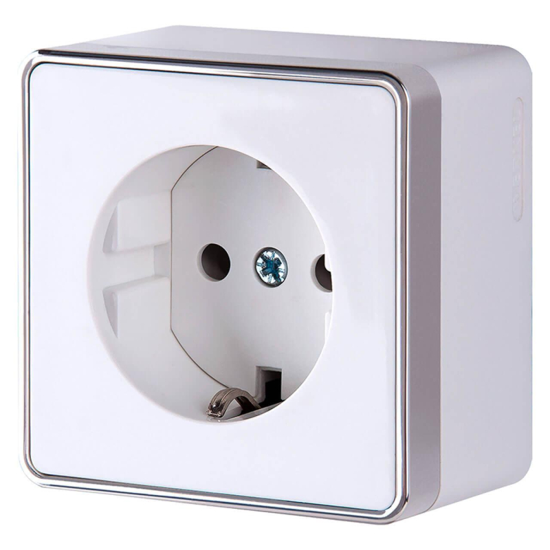 Розетка Werkel с заземлением и шторками Gallant белая WL15-02-02 4690389102097
