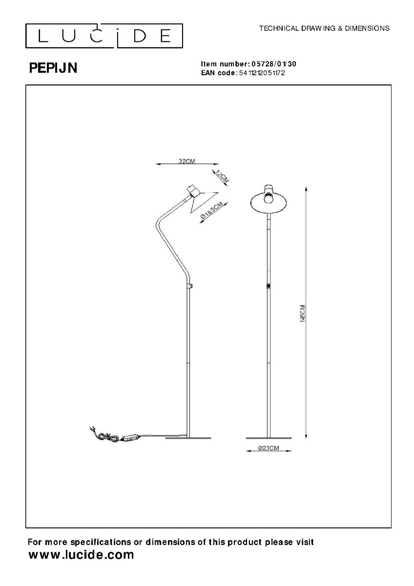 Торшер Lucide Pepijn 05728/01/30