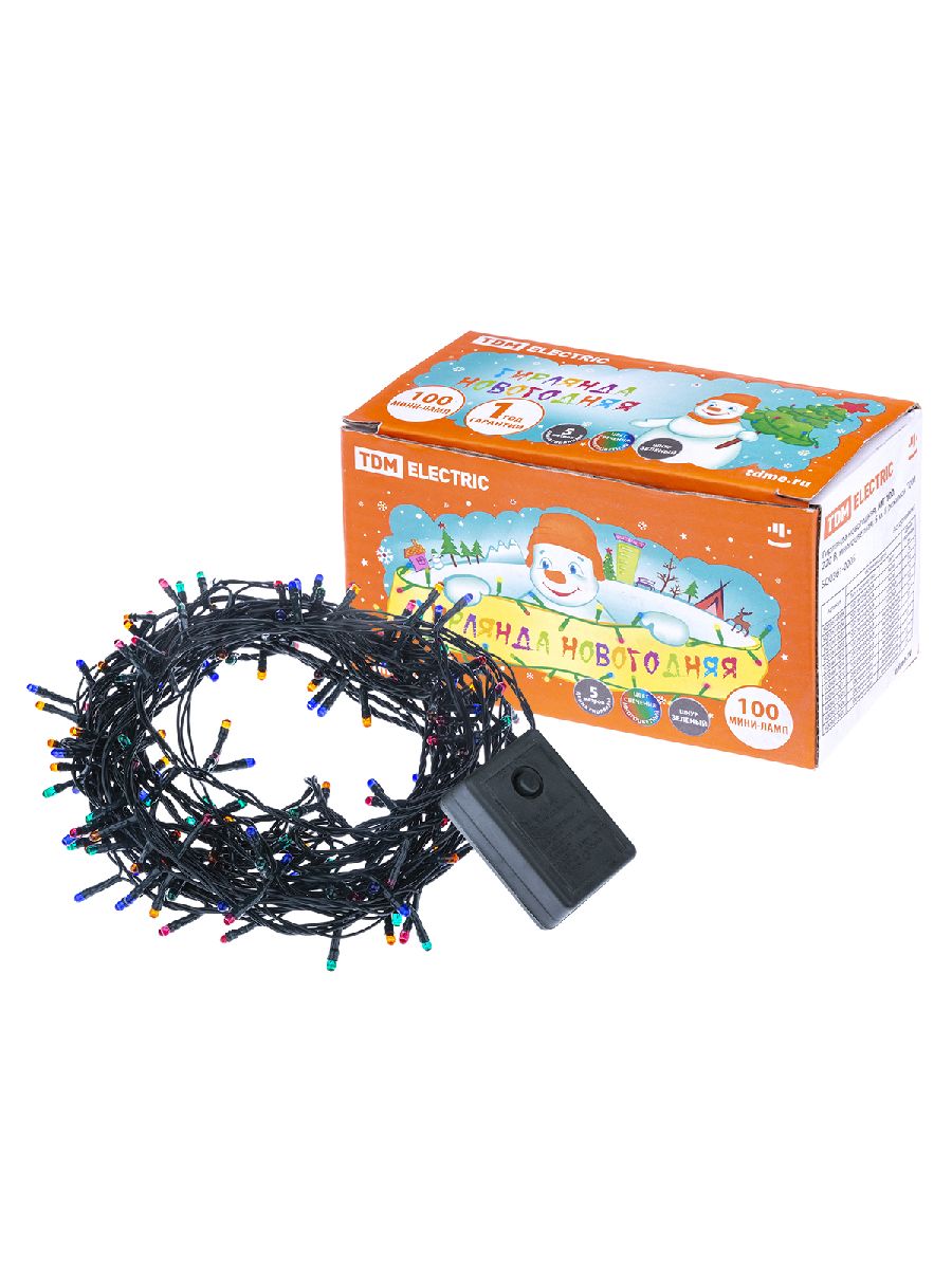 Светодиодная гирлянда TDM Electric МГ 100 220V разноцветная 8 режимов SQ0361-0005