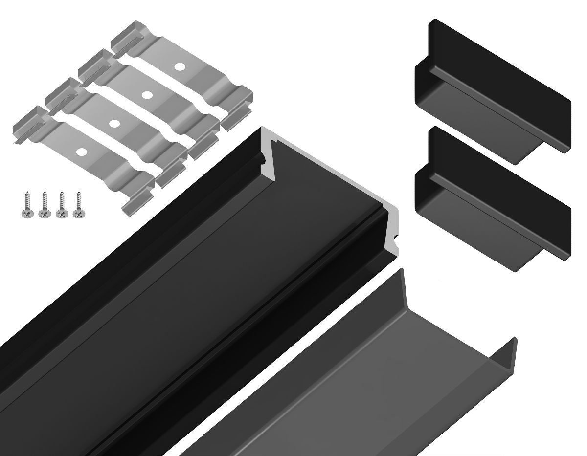 Алюминиевый накладной профиль Ambrella Light Alum Profile GP1700BK/BK