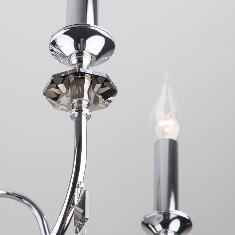 Подвесная люстра Eurosvet 10110/5 хром/дымчатый хрусталь Strotskis