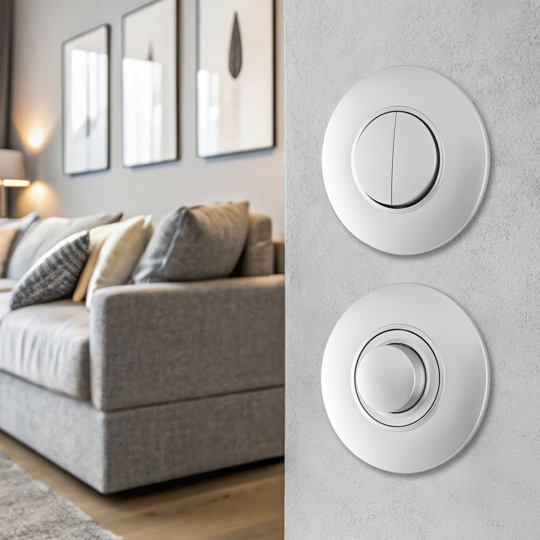 Выключатель круглый двухклавишный с рамкой Arte Milano SET08-1-30-2 silver