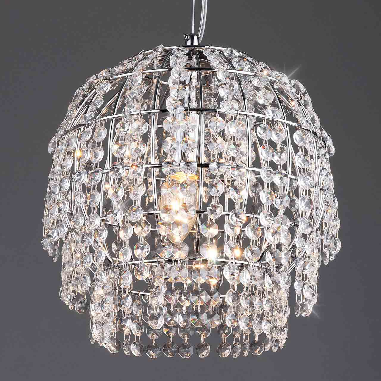 Подвесной светильник Eurosvet Oliver 10091/1 хром/прозрачный хрусталь Strotskis