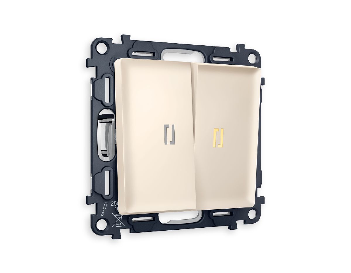 Комплект механизма 2-кл проходного выключателя с подсветкой Ambrella Volt Alfa MA324030