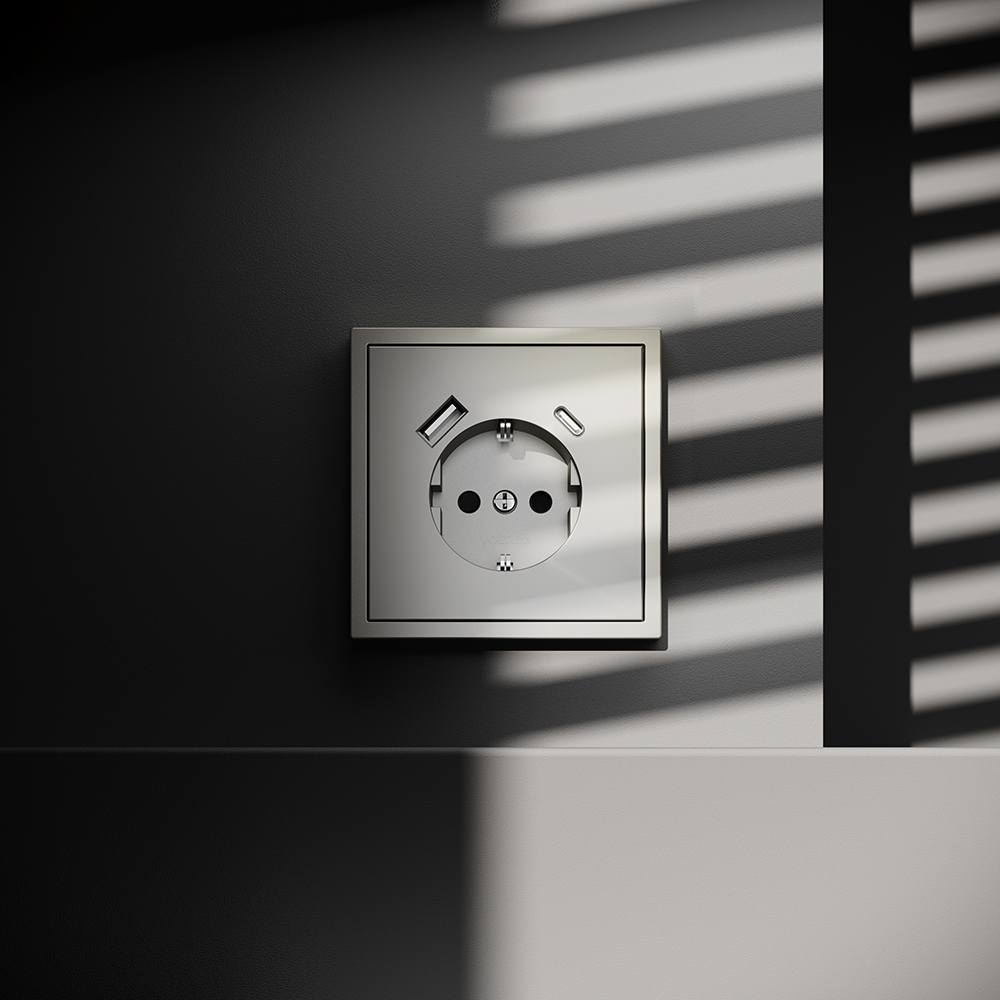 Розетка с USB, A+C Voltum S70 VLS040504 (шелк)