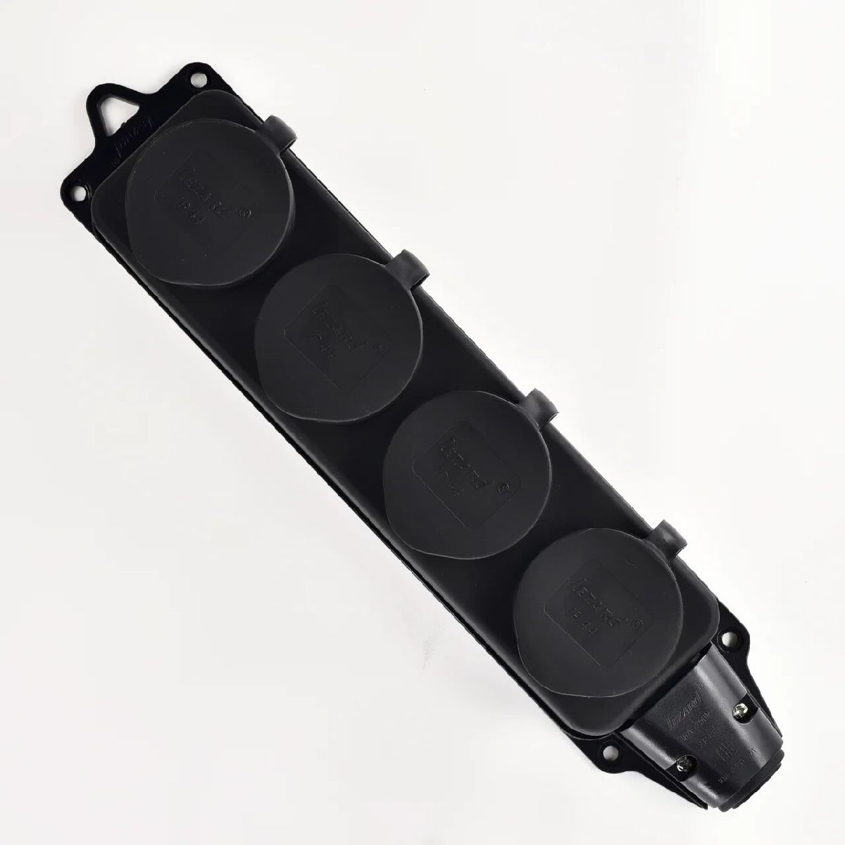 Розетка наружная четырехместная с заглушками Lezard Каучук 106-0400-0107/107