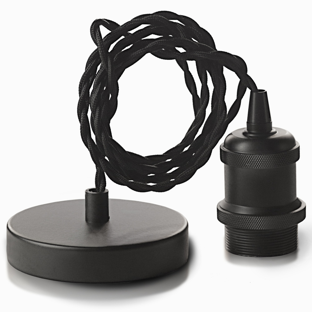 Ретро патрон с подвесом E27 Черный Sun Lumen 058-223