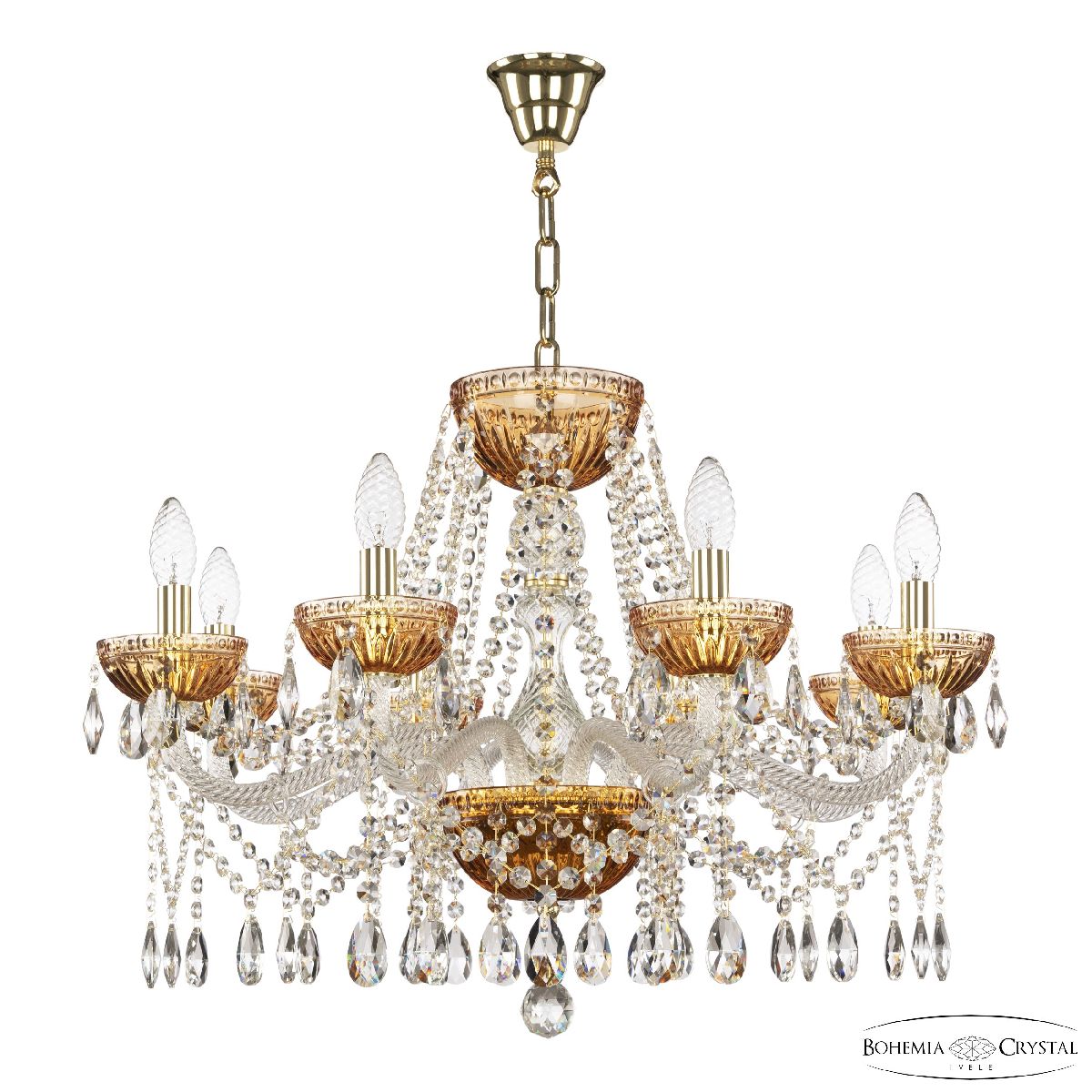 Подвесная люстра Bohemia Ivele Crystal 5413/8/240 G Amber/M-1G