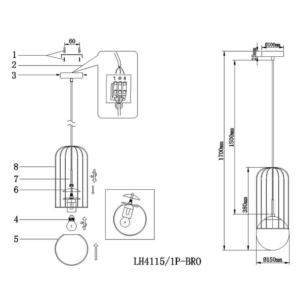Подвесной светильник Lumien Hall Turi LH4115/1P-BR