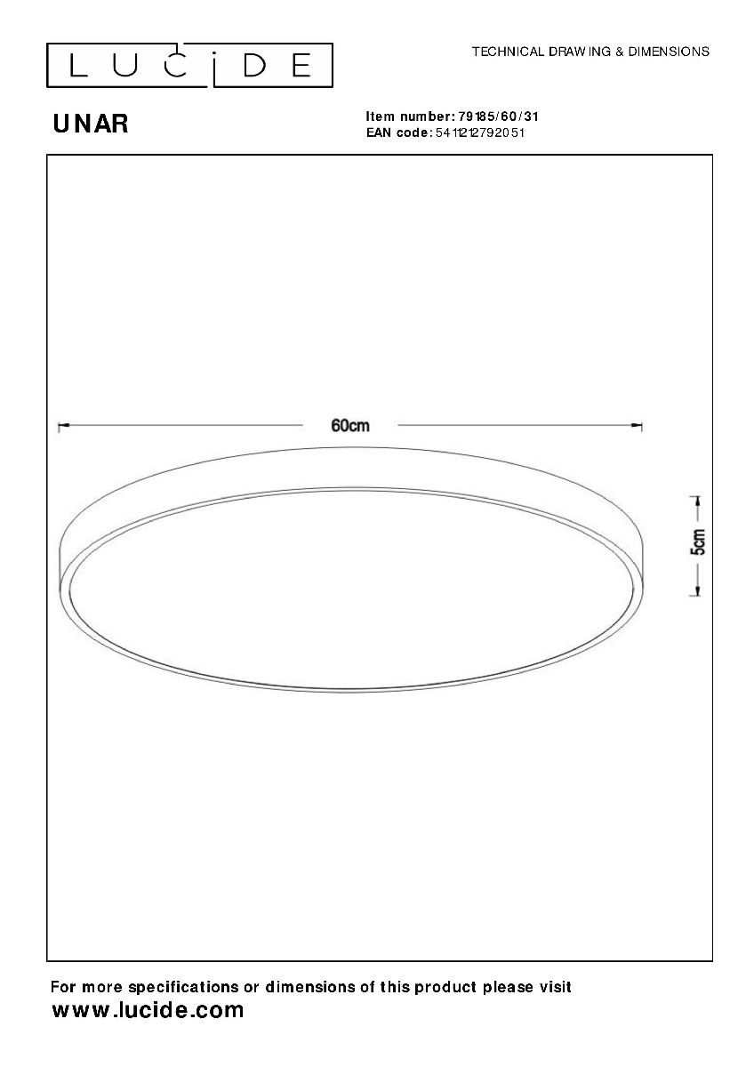 Потолочный светильник Lucide Unar 79185/60/31