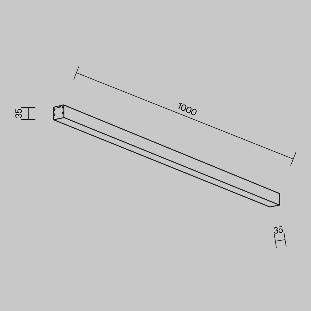 Линейный накладной светильник Maytoni Technical 4000K 35x35 (Черный, 1 м) LL311012