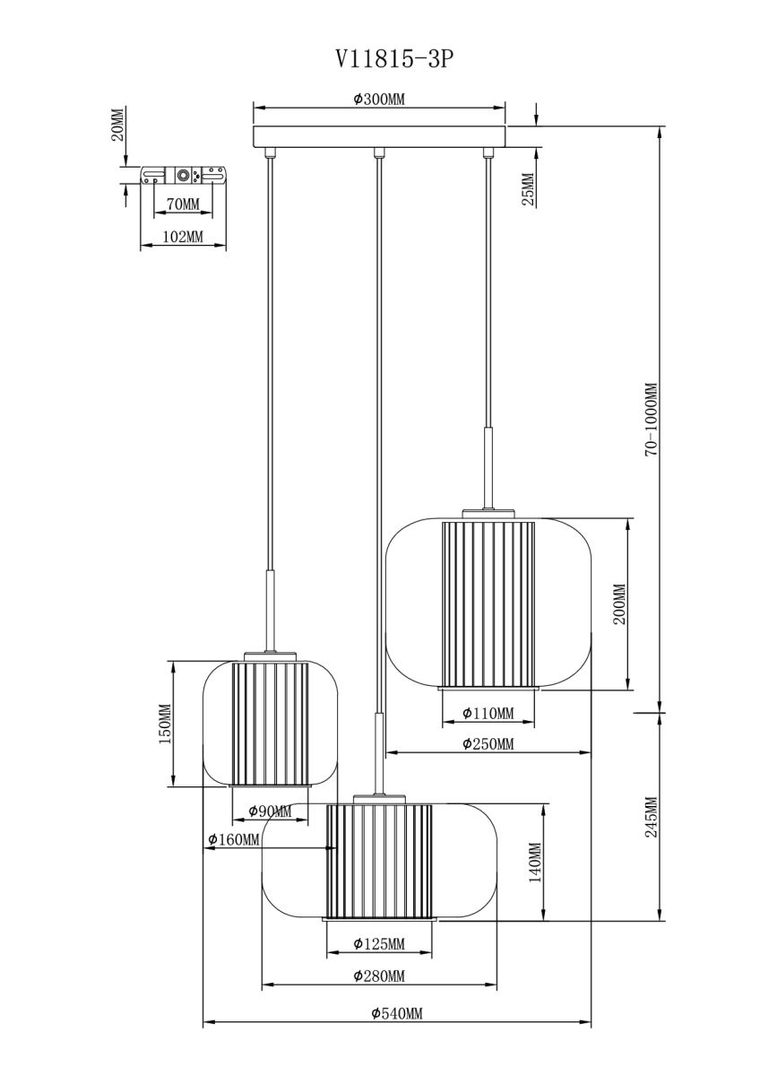 Подвесной светильник Moderli Ember V11815-3P