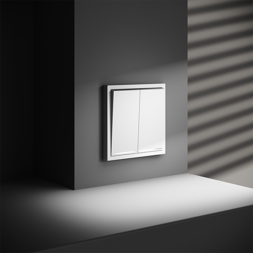 Выключатель двухклавишный с подсветкой Voltum S70 VLS020202 (белый матовый)