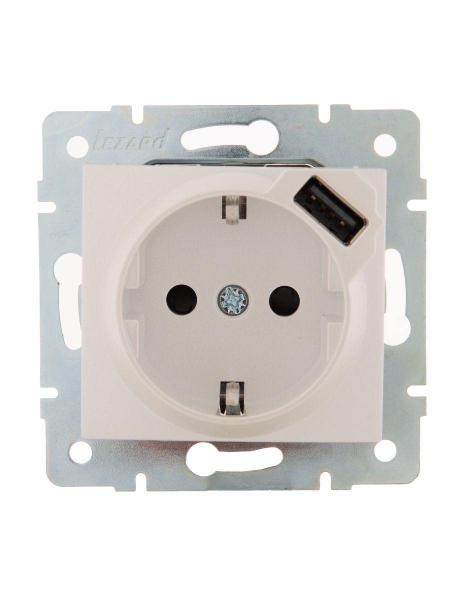 Розетка с/з + USB Lezard Karina 707-3088-181