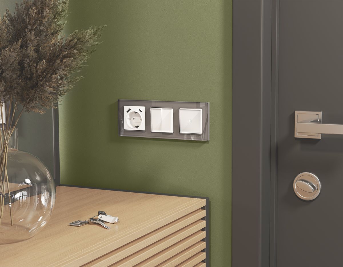 Комплект механизма 2-клавишного перекрестного выключателя 10A-250V Alfa Белый глянец Quant Ambrella Volt MA103030 (AP1030, VM125)